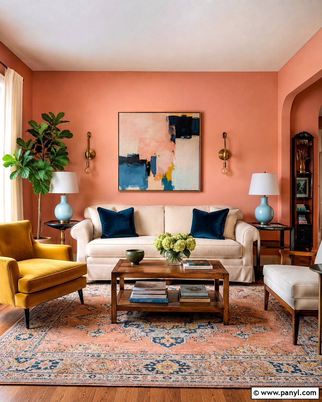 Peach Walls With Mustard Yellow - 20 What Color Goes With Peach Walls
