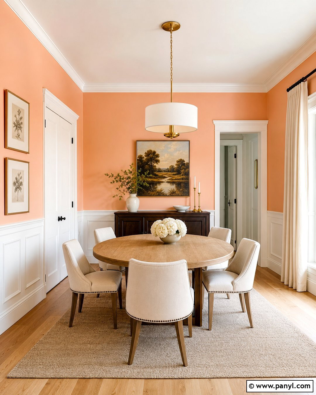 Peach Walls With Painted Wainscoting - 25 Peach Painted Walls