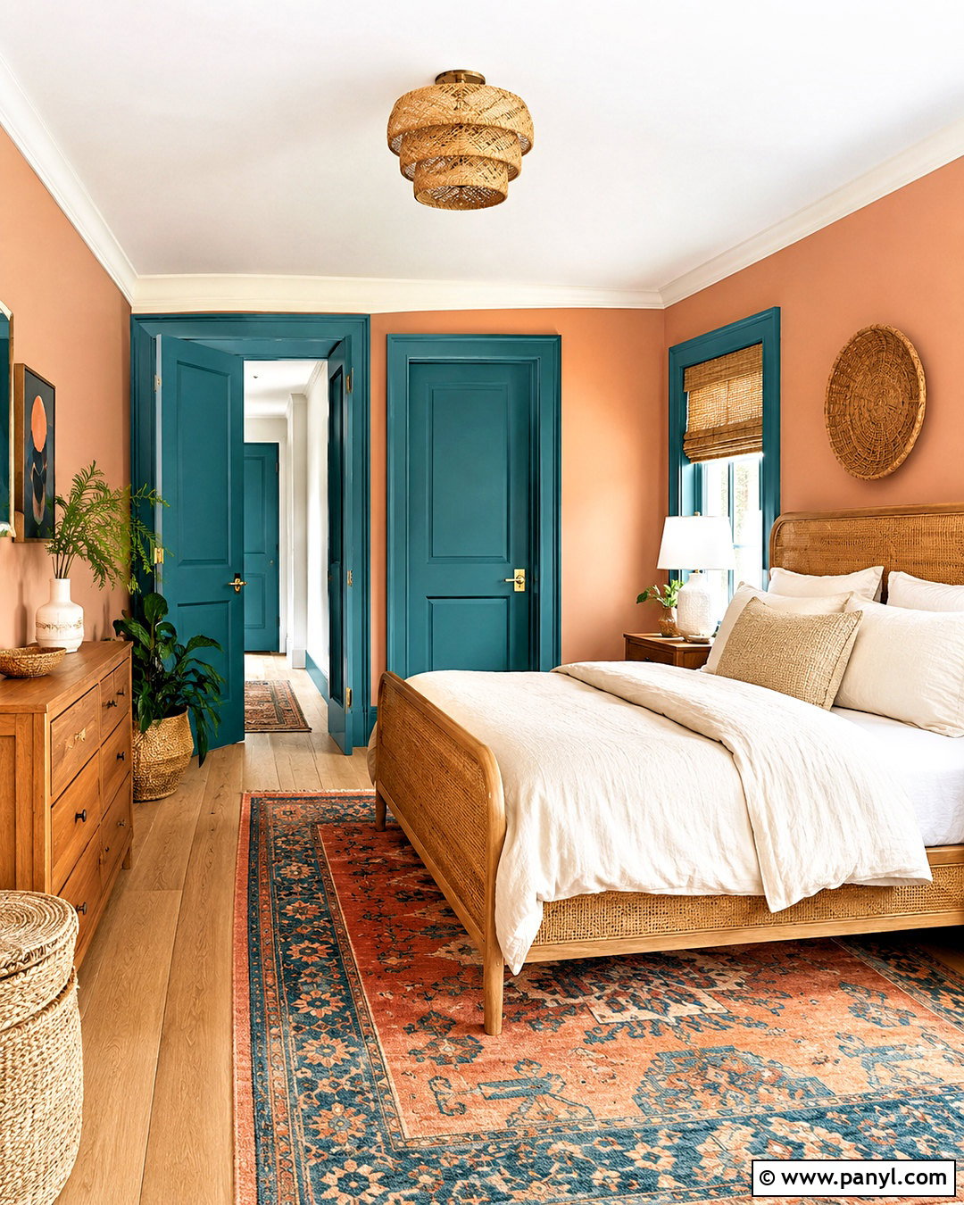 Peach Walls With Teal Doors - 35 Wall And Door Color Combination Ideas