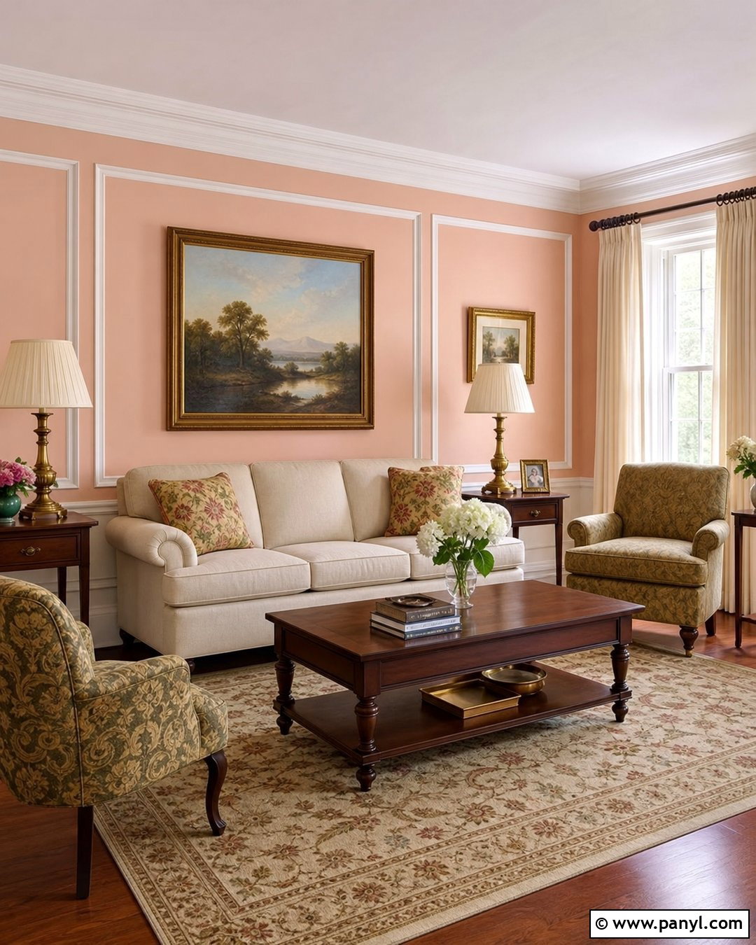 Peach Walls With Traditional Molding - 25 Peach Painted Walls