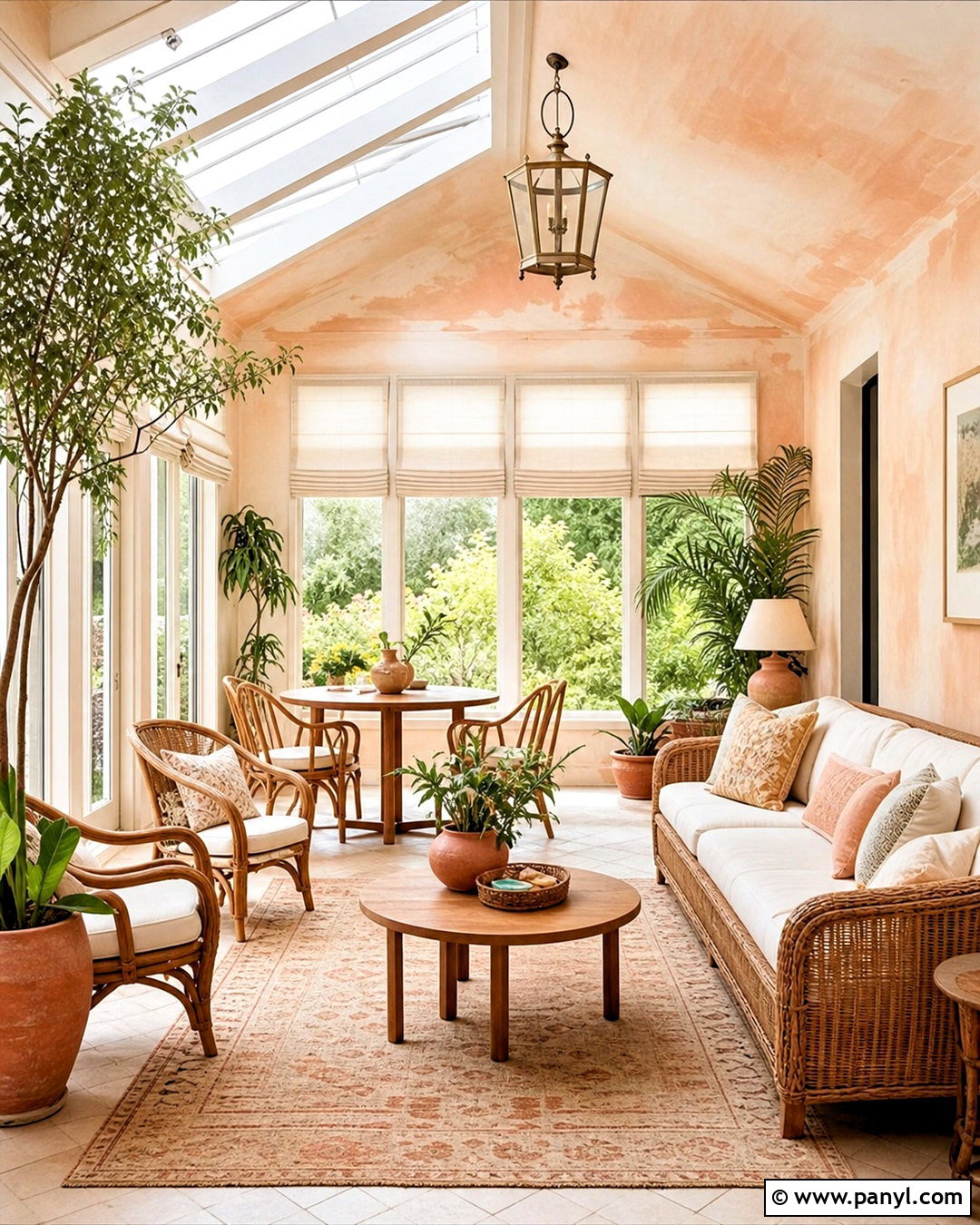 Peach Watercolor Washed Sunroom - 20 washed wall paint effect ideas