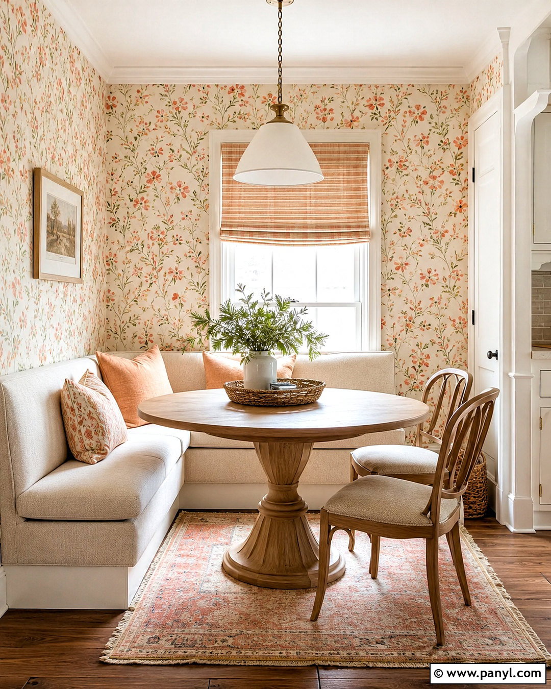 Peach Wildflower Wallpaper Dining Nook - 20 cute peach wallpaper ideas