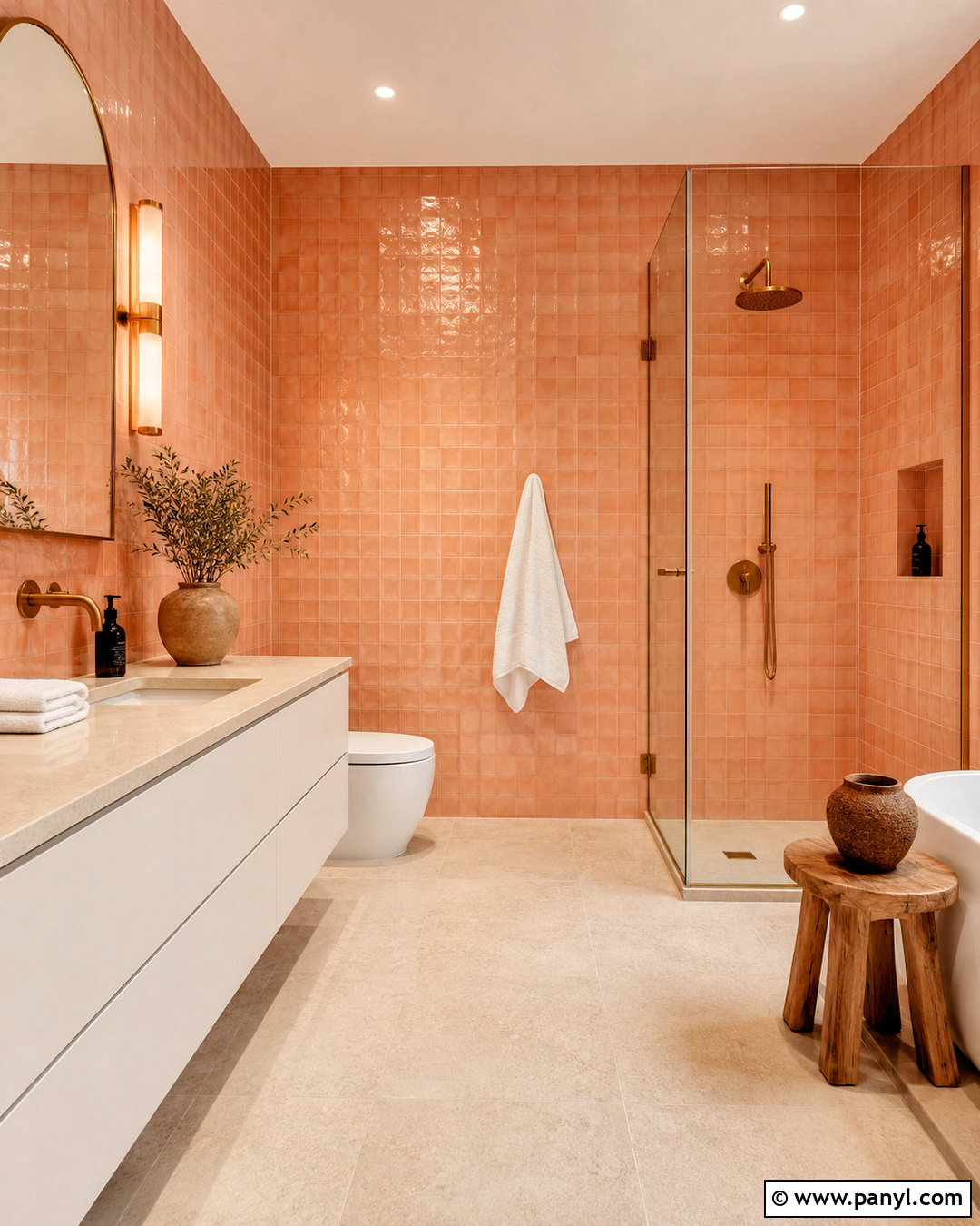 Peach Zellige Tile Bathroom - 20 peach color bathroom ideas
