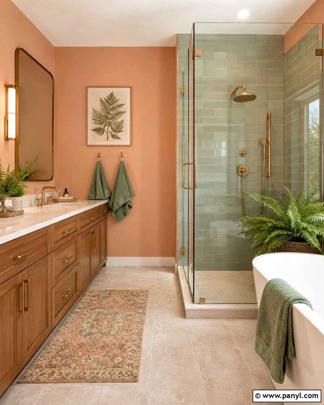 Peach and Sage Green Bathroom - 20 peach color bathroom ideas