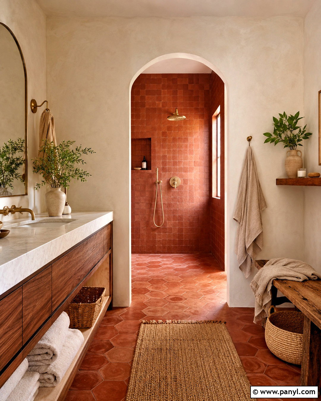 Peach and Terracotta Bathroom - 20 peach color bathroom ideas