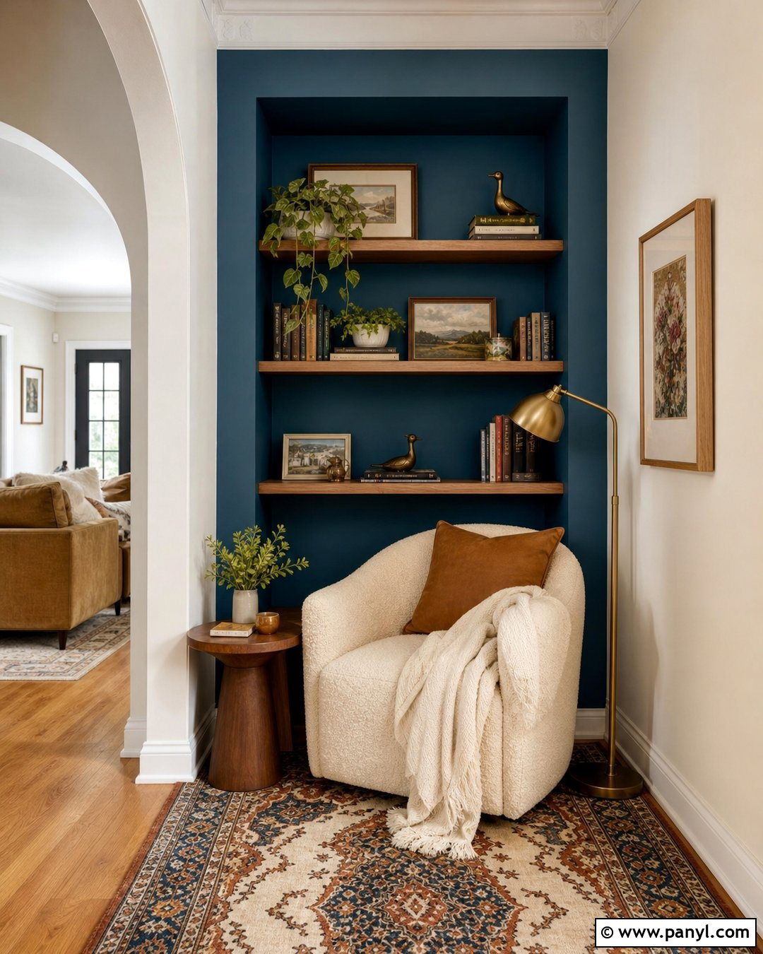 Peacock Blue Accent Wall Reading Nook - 20 Cream Walls With Blue Accent Wall Ideas