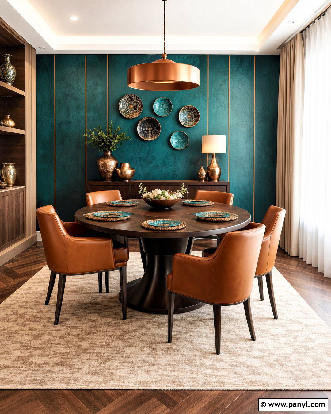 Peacock Blue And Copper Paint Wall - 20 royal paint wall design ideas