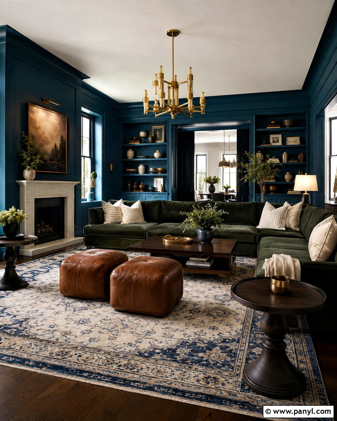 Peacock Blue And Forest Green Living Room - 20 blue and green living room color scheme ideas