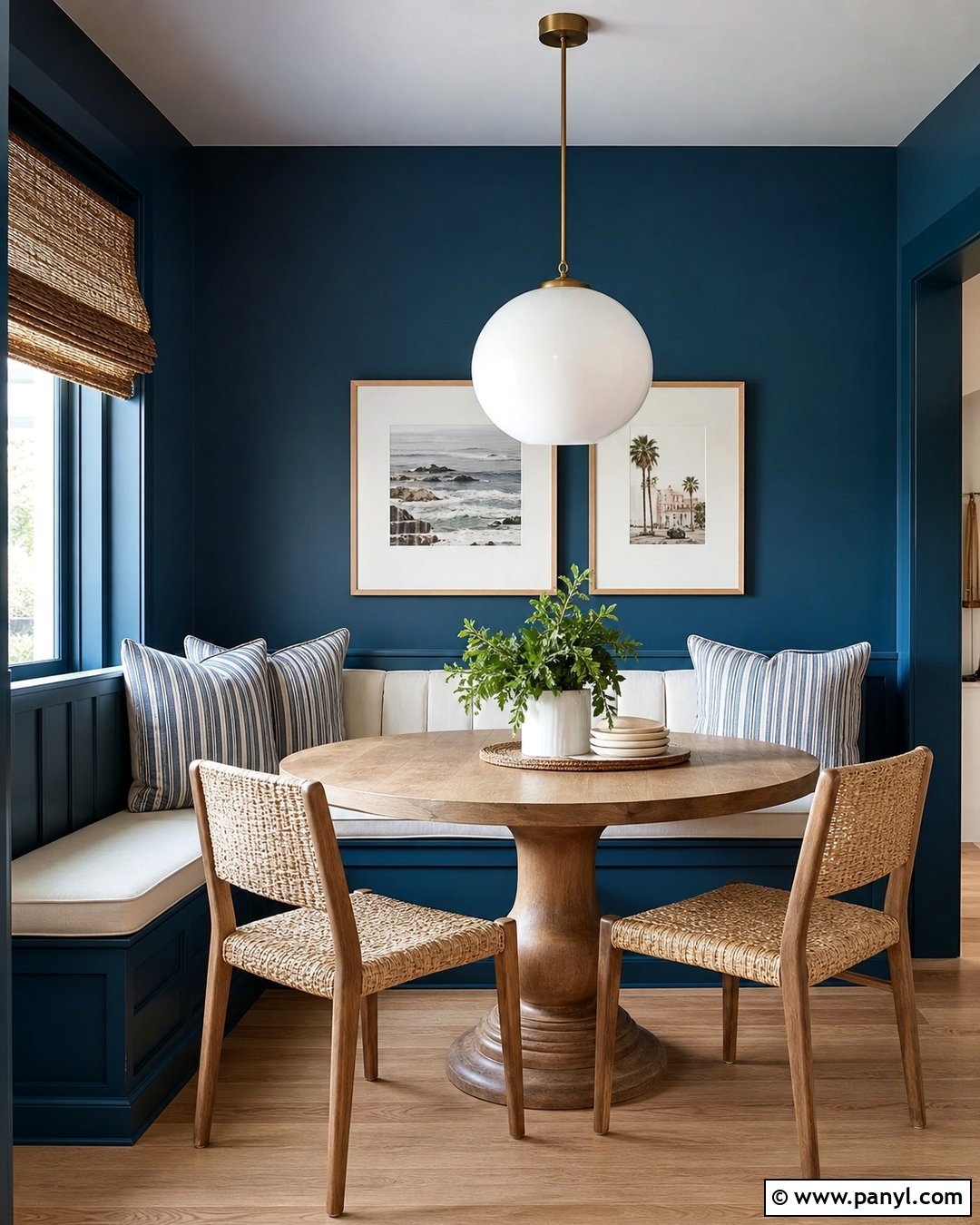 Peacock Blue Dining Nook With Banquette - 20 Peacock Blue Wall Paint Ideas