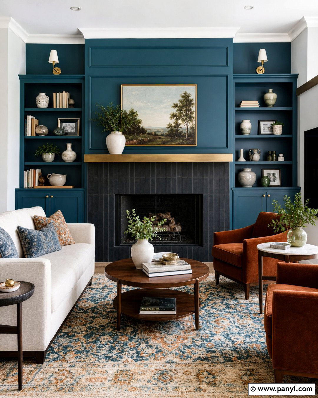 Peacock Blue Fireplace Wall - 30 blue fireplace wall ideas