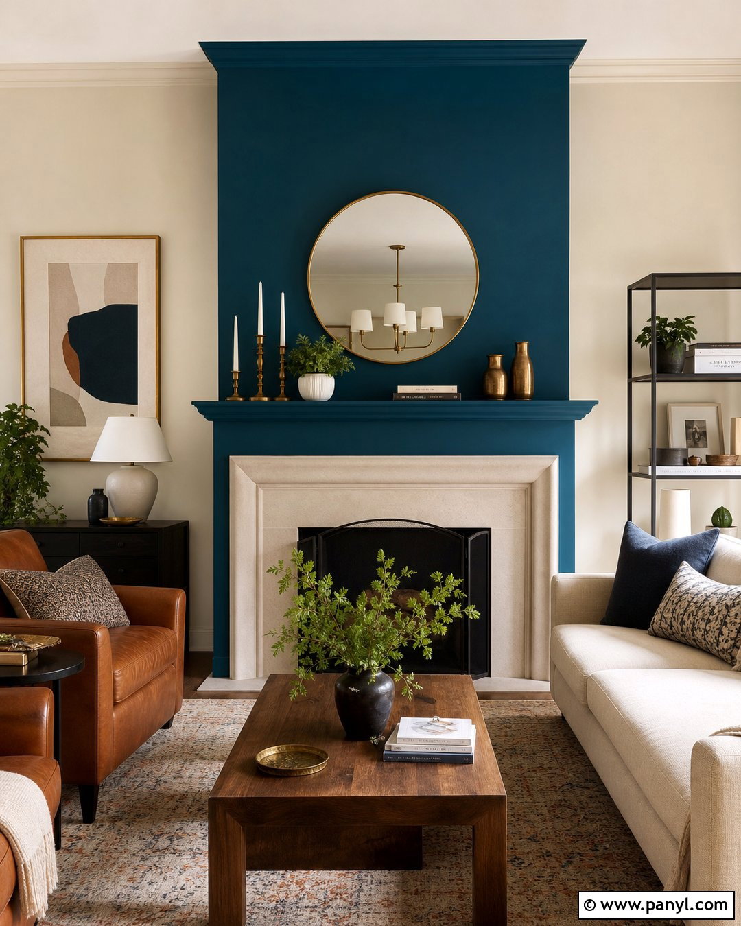 Peacock Blue Fireplace Wall - 20 Peacock Blue Wall Paint Ideas
