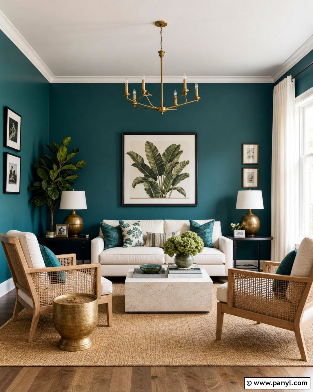 Peacock Blue Living Room With Cream Furniture - 20 Peacock Blue Wall Paint Ideas