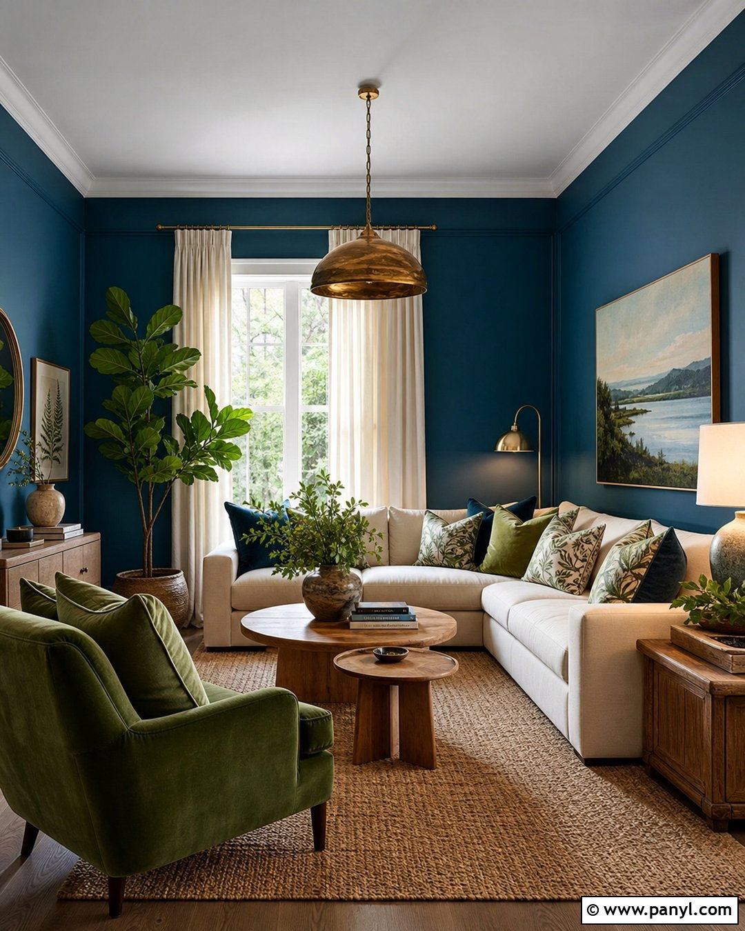Peacock Blue Living Room With Green Accents - 20 Peacock Blue Wall Paint Ideas