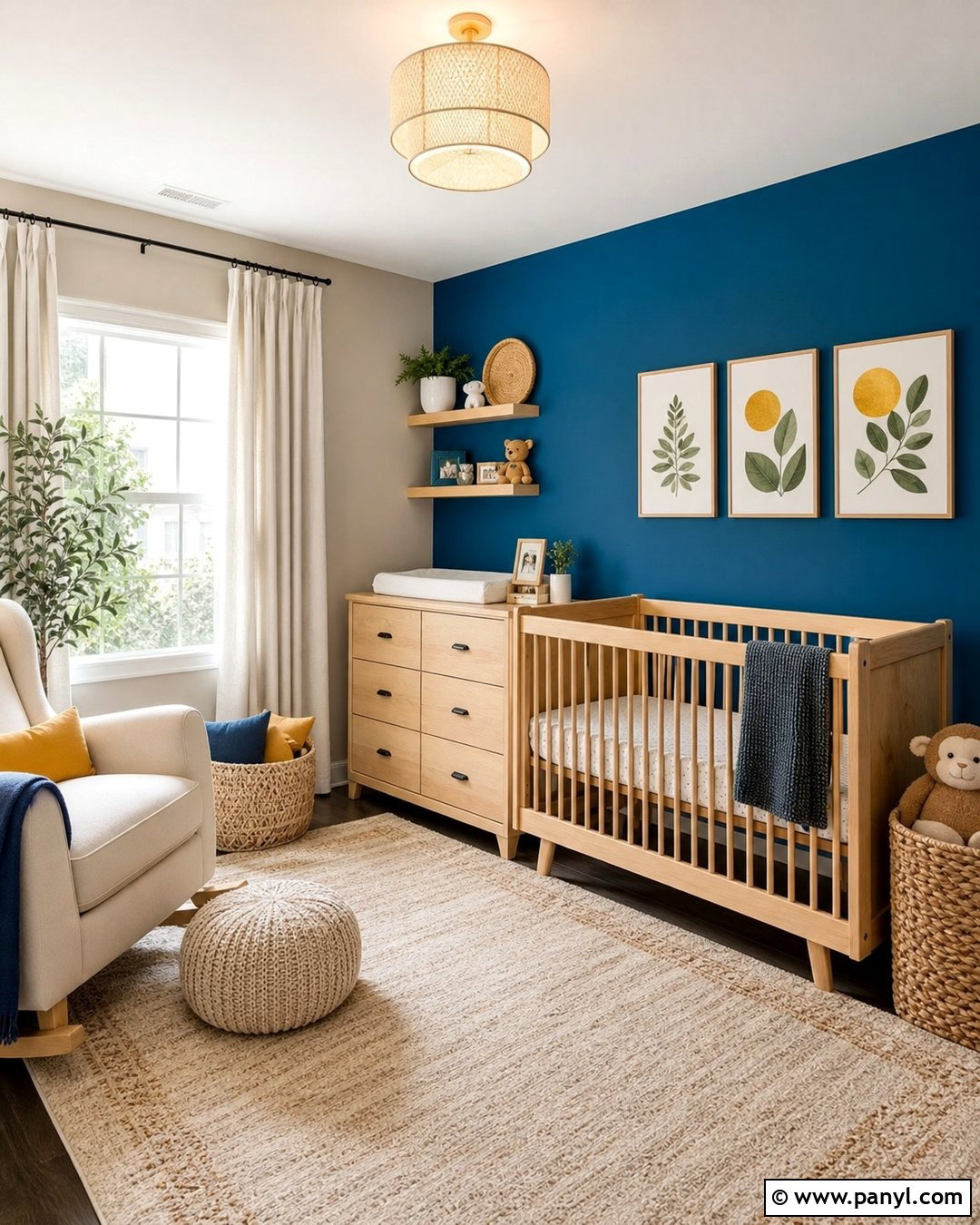 Peacock Blue Nursery With Natural Wood - 20 Peacock Blue Wall Paint Ideas