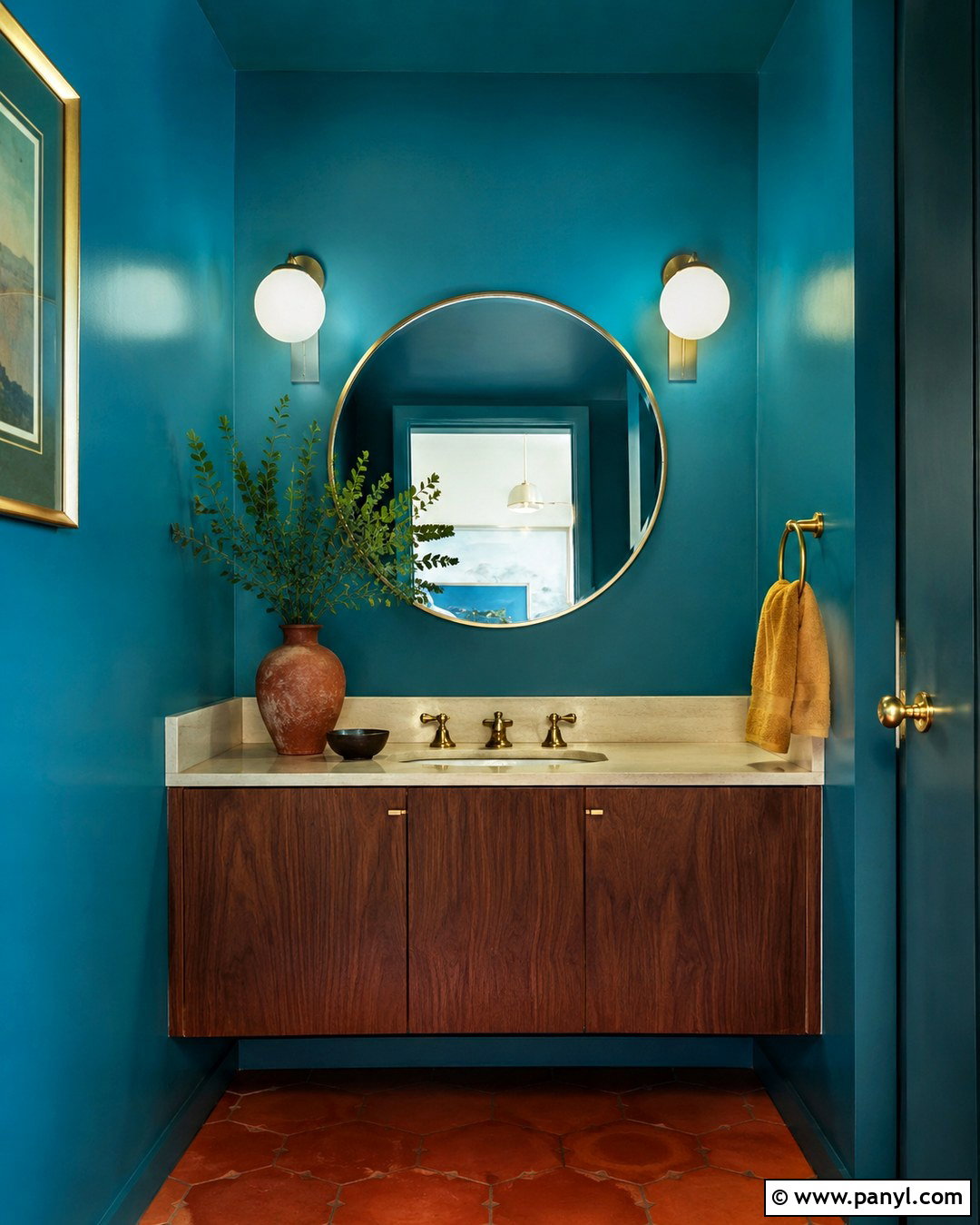 Peacock Blue Powder Room Walls - 20 70S Wall Paint Colors