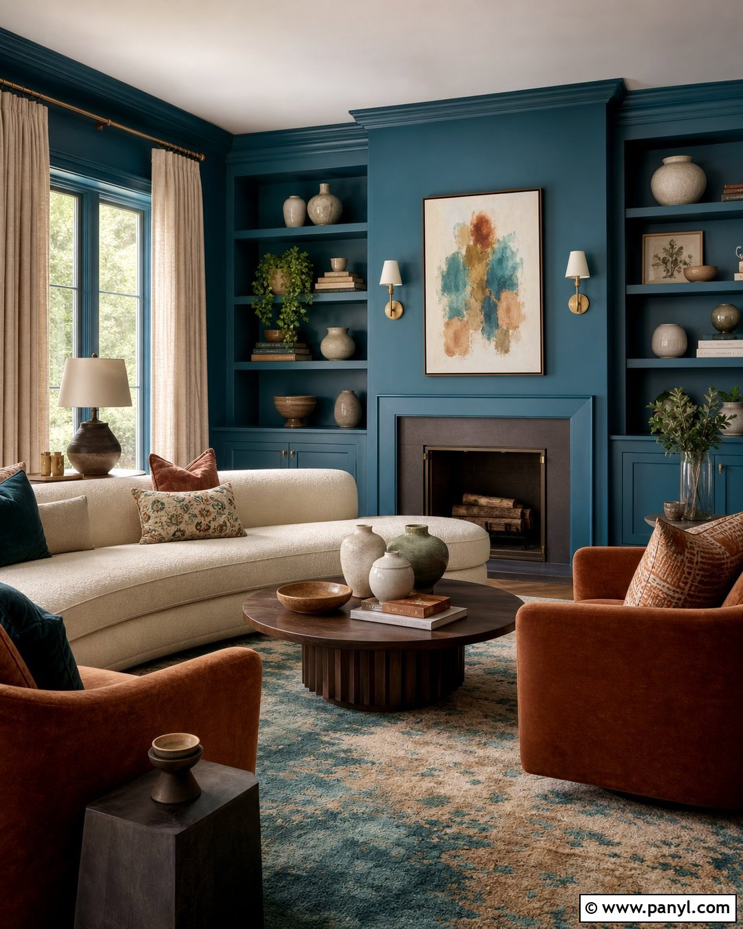 Peacock Blue Wall Color Sitting Room - 30 Moody Wall Color Ideas
