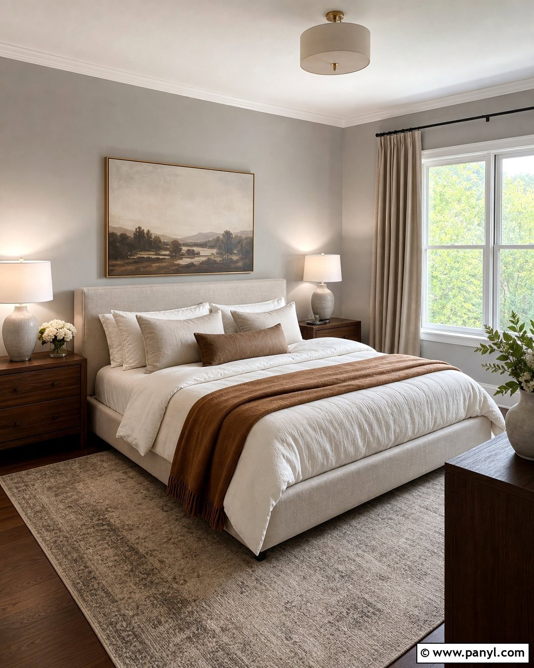 Pearl Gray Bedroom With Cream Bedding - 20 Pearl Gray Walls