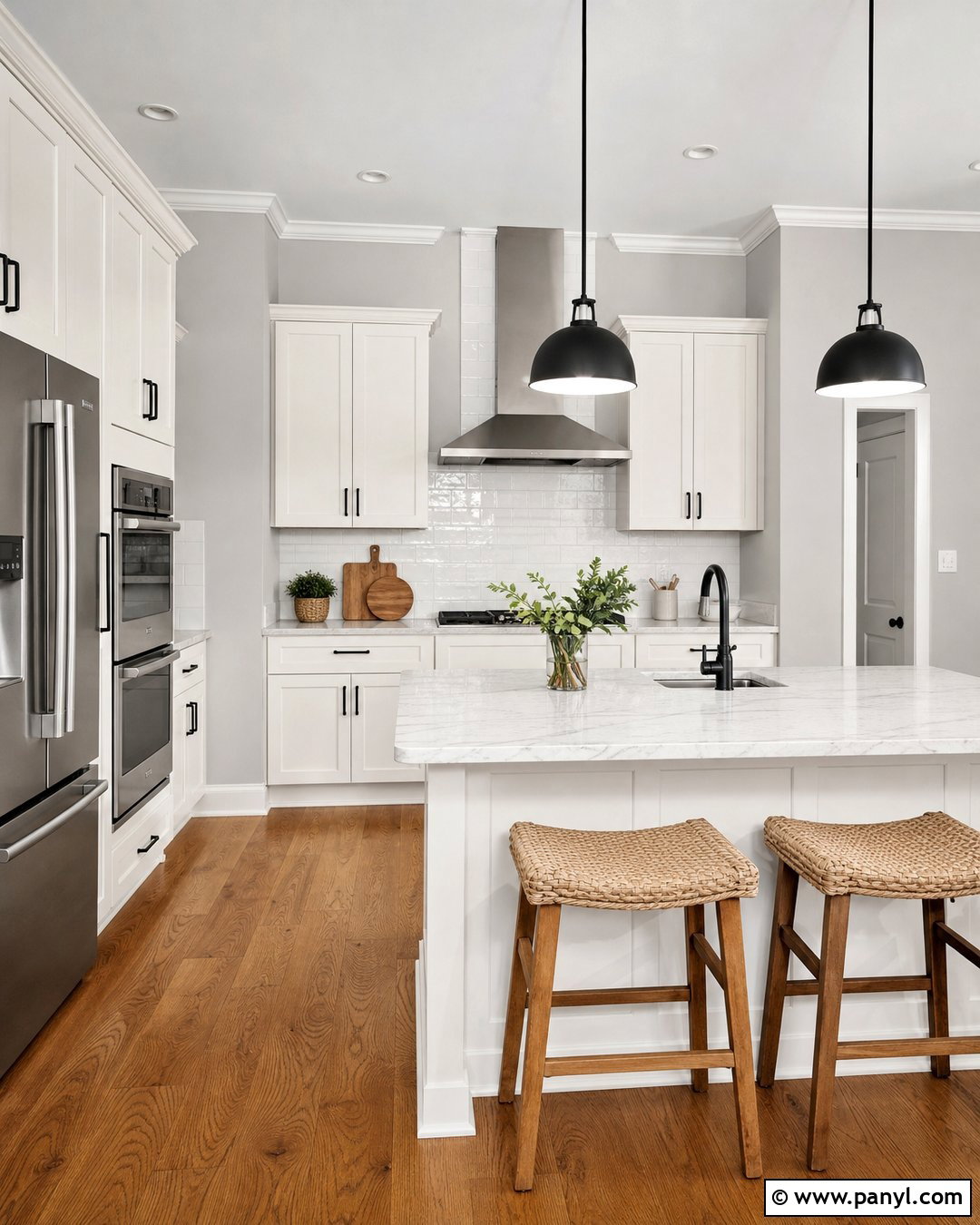 Pearl Gray Kitchen With White Cabinets - 20 Pearl Gray Walls