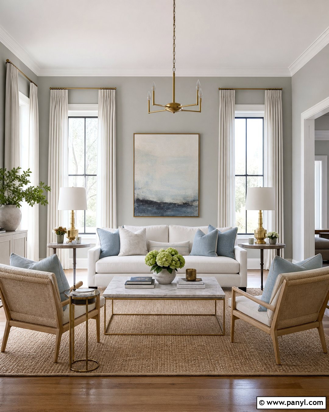 Pearl Gray Living Room With White Trim - 20 Pearl Gray Walls