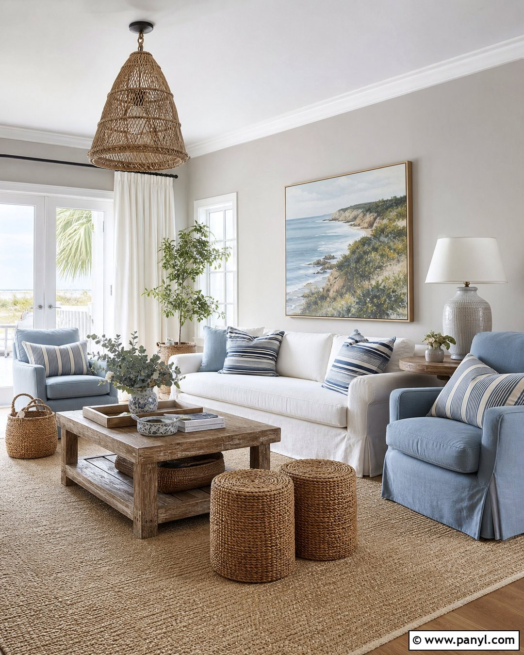 Pearl Gray Walls In A Coastal Living Room - 20 Pearl Gray Walls