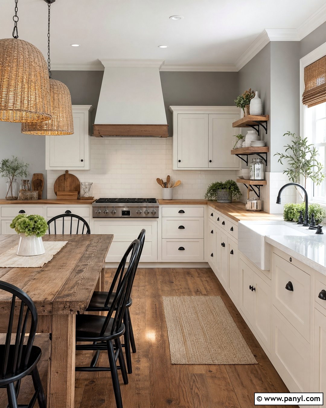 Pearl Gray Walls In A Farmhouse Kitchen - 20 Pearl Gray Walls