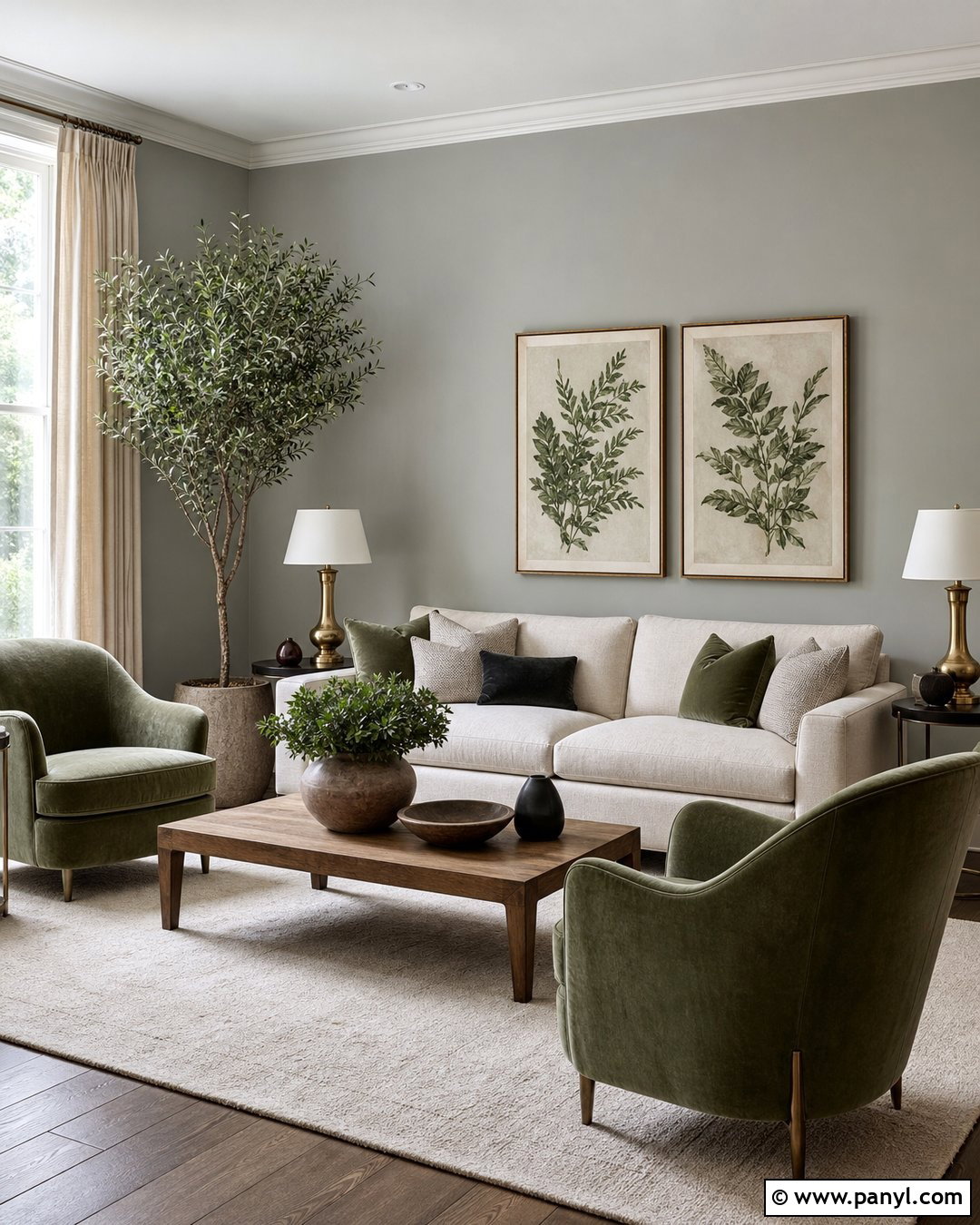 Pearl Gray Walls With Sage Green Decor - 20 Pearl Gray Walls