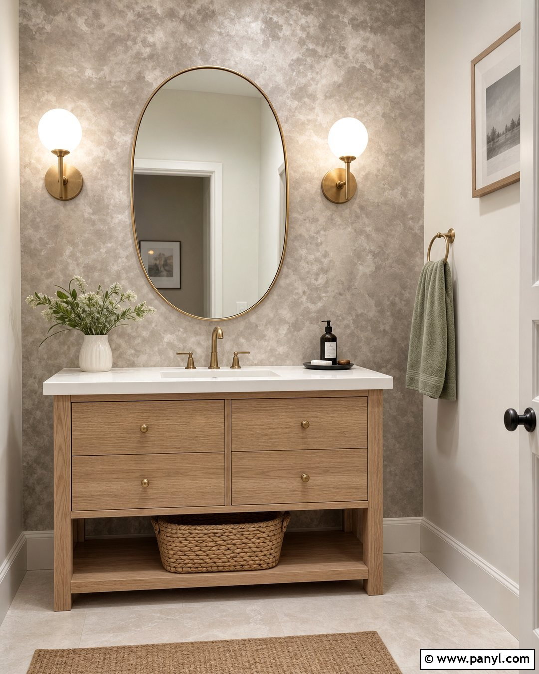 Pearl Metallic Paint Accent Wall Powder Room - 20 Metallic Paint Accent Wall Ideas