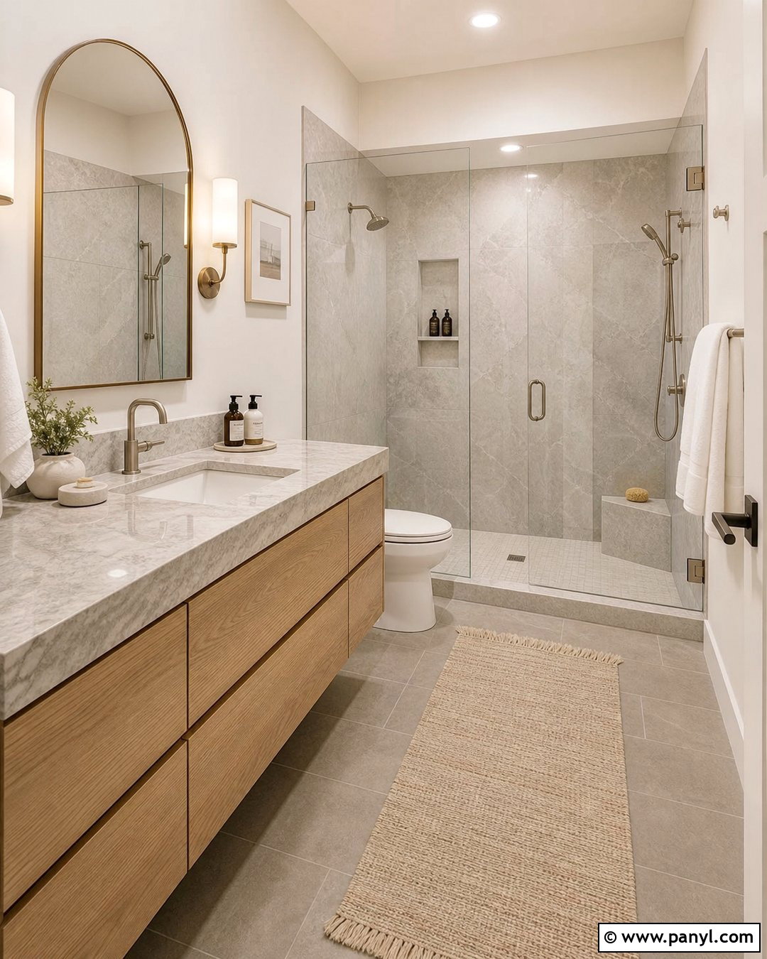 Pearl White Walls With Gray Marble - 20 Pearl White Walls