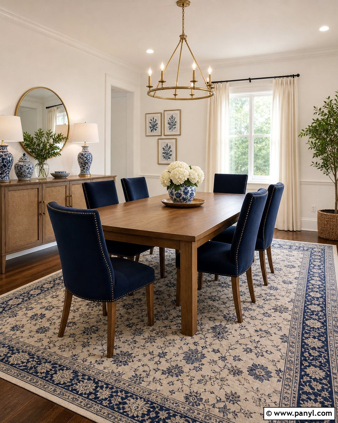 Pearl White Walls With Navy Blue Accents - 20 Pearl White Walls