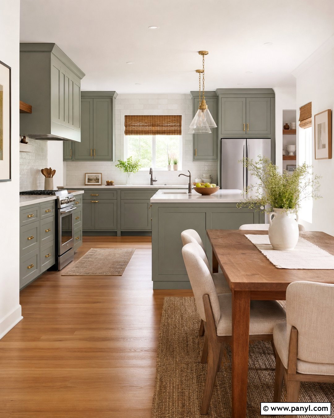 Pearl White Walls With Sage Green Cabinets - 20 Pearl White Walls