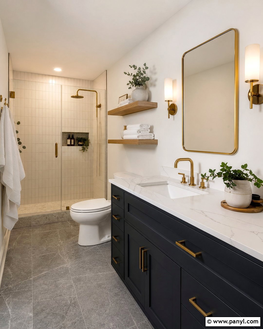 Pearly White Bathroom With A Dark Vanity - 25 Pearly White Sherwin Williams Walls