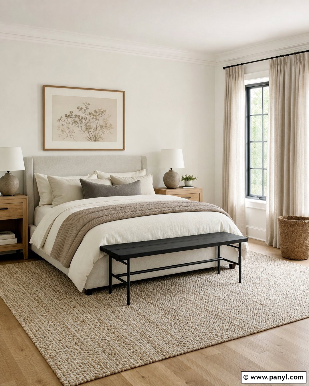 Pearly White Bedroom With Linen Bedding - 25 Pearly White Sherwin Williams Walls