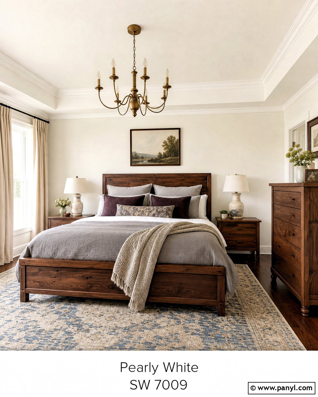 Pearly White Bedroom With Walnut Furniture - 20 sherwin williams pearly white ideas