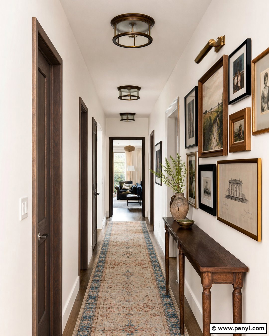 Pearly White Hallway With A Gallery Wall - 25 Pearly White Sherwin Williams Walls