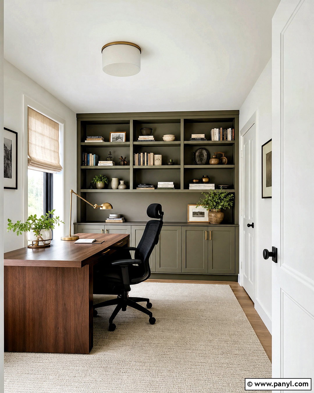 Pearly White Home Office With Built-Ins - 20 sherwin williams pearly white ideas
