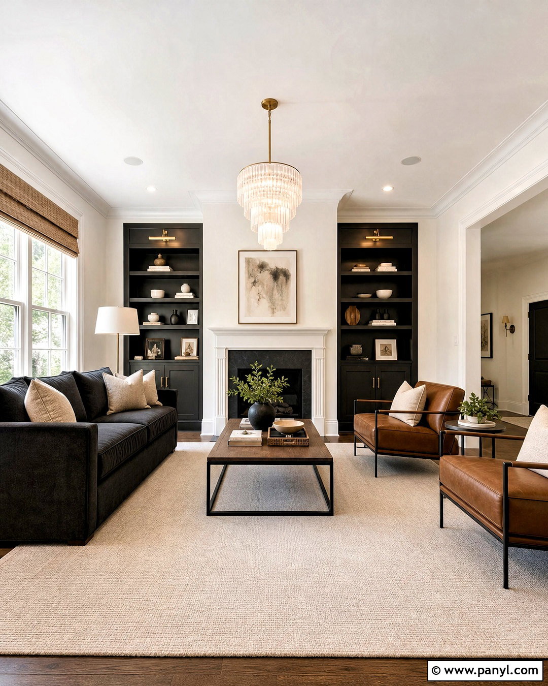 Pearly White Living Room With Dark Accents - 20 sherwin williams pearly white ideas