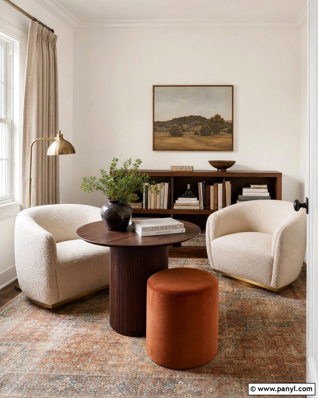 Pearly White Reading Room With Terracotta Accents - 25 Pearly White Sherwin Williams Walls