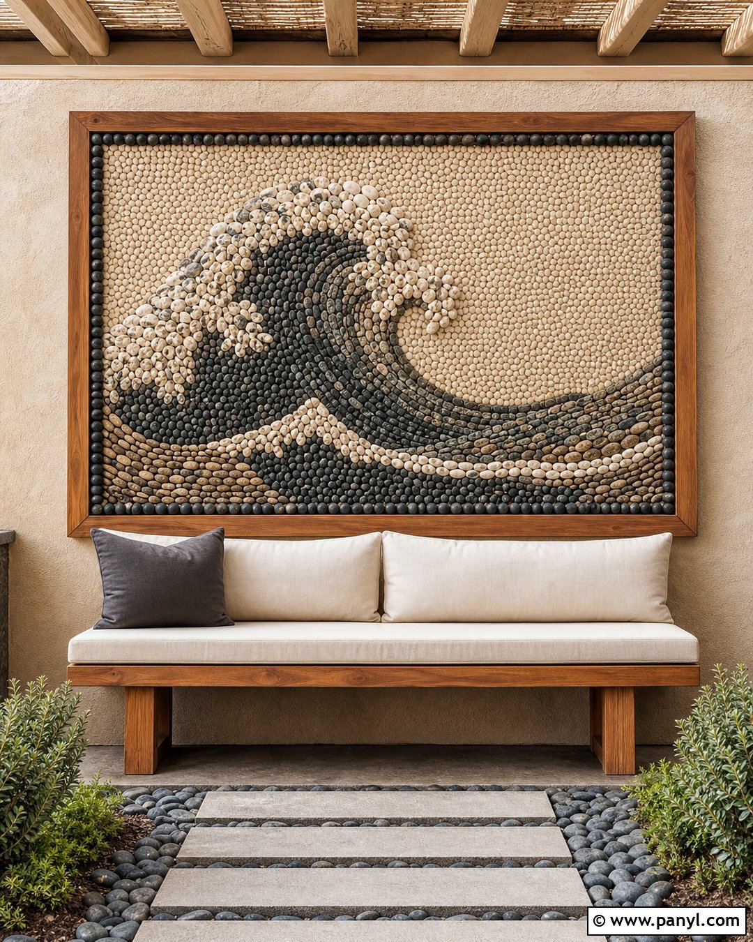 Pebble Mosaic Outdoor Accent Wall - 35 Outdoor Accent Wall Ideas