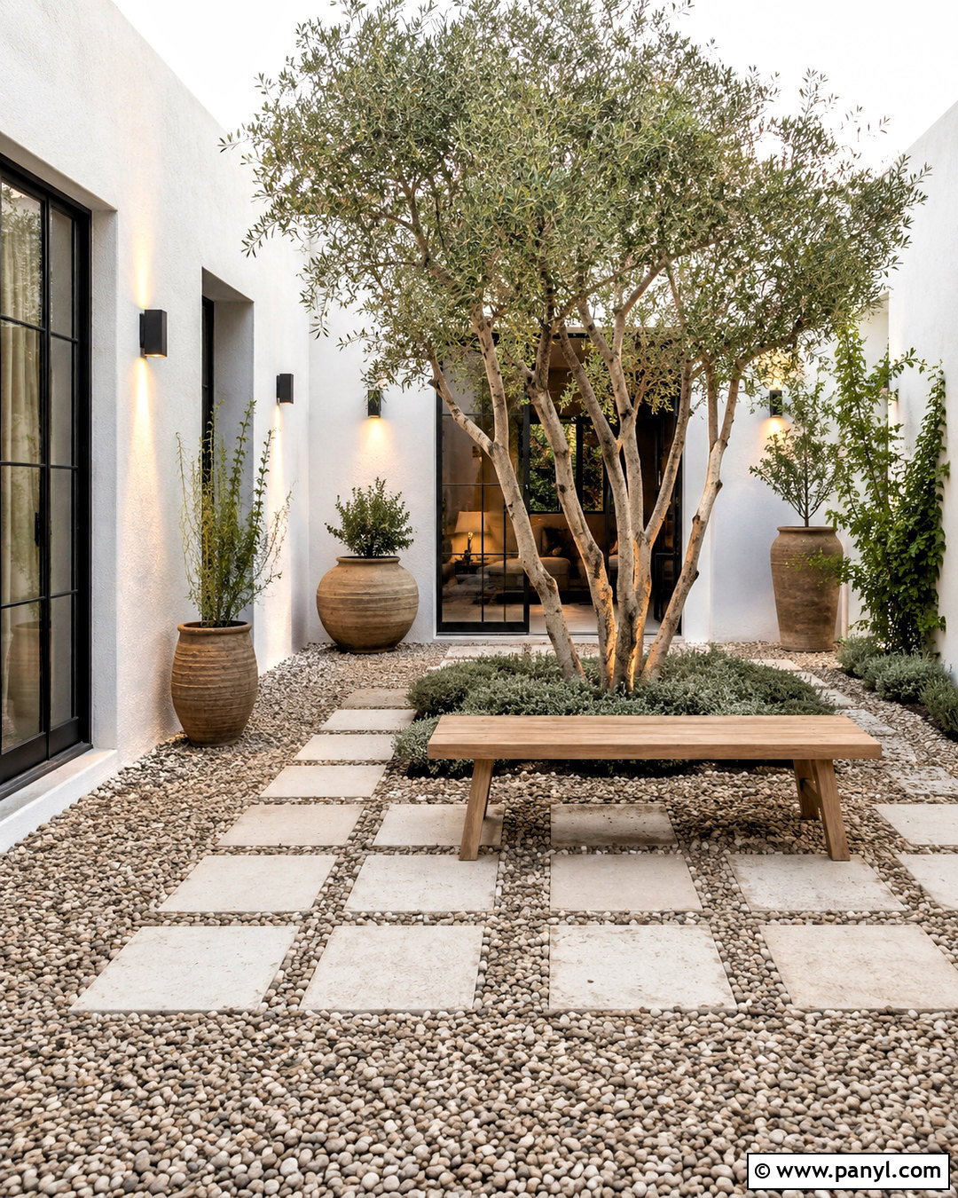 Pebble Stone Courtyard - 20 pebble stone ideas