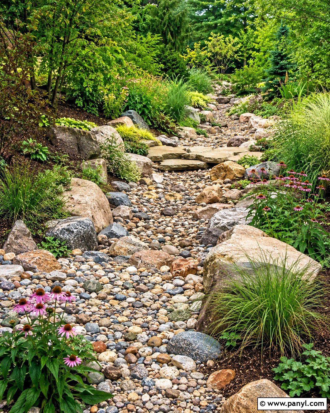 Pebble Stone Dry Creek Bed - 20 pebble stone ideas