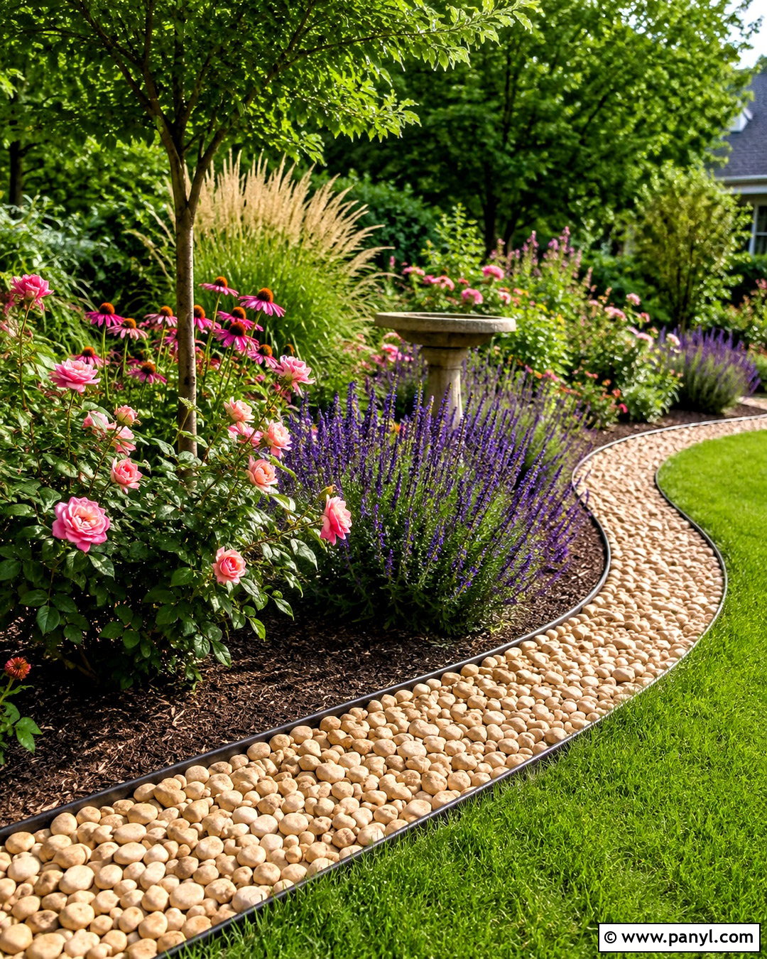 Pebble Stone Flower Bed Border - 20 pebble stone ideas