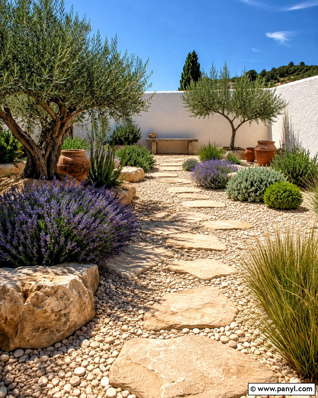 Pebble Stone Mediterranean Garden - 20 pebble stone ideas