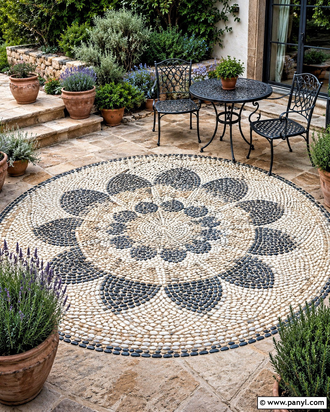 Pebble Stone Mosaic Patio - 20 pebble stone ideas