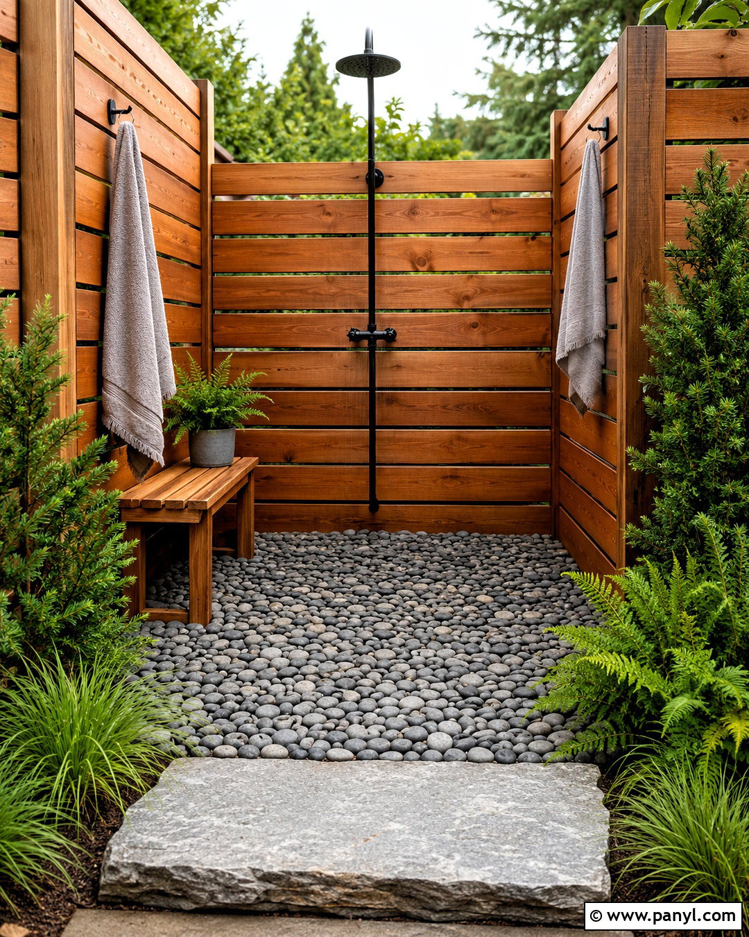 Pebble Stone Outdoor Shower - 20 pebble stone ideas