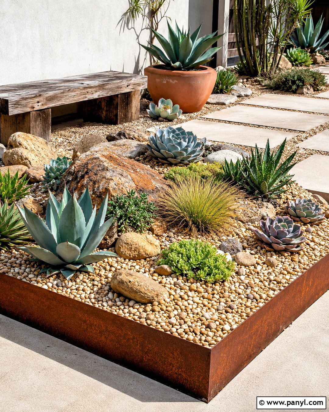 Pebble Stone Succulent Garden - 20 pebble stone ideas