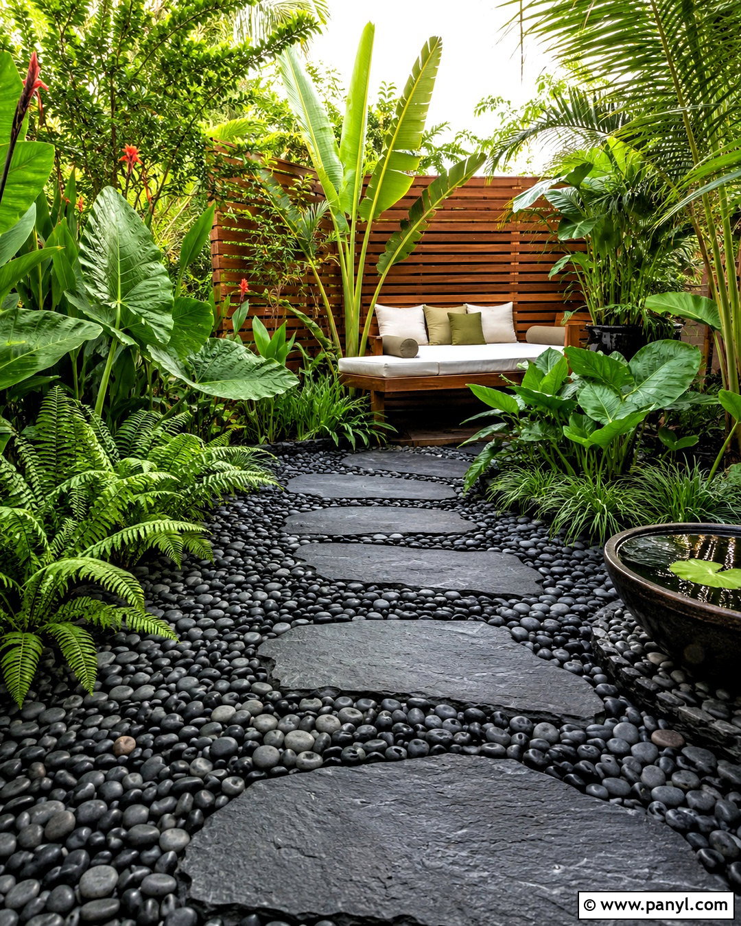 Pebble Stone Tropical Garden - 20 pebble stone ideas