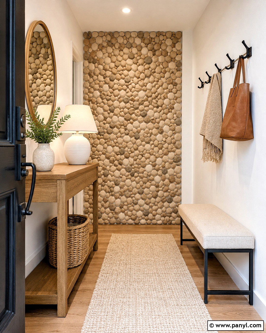 Pebble Wall Entryway - 20 pebble wall ideas