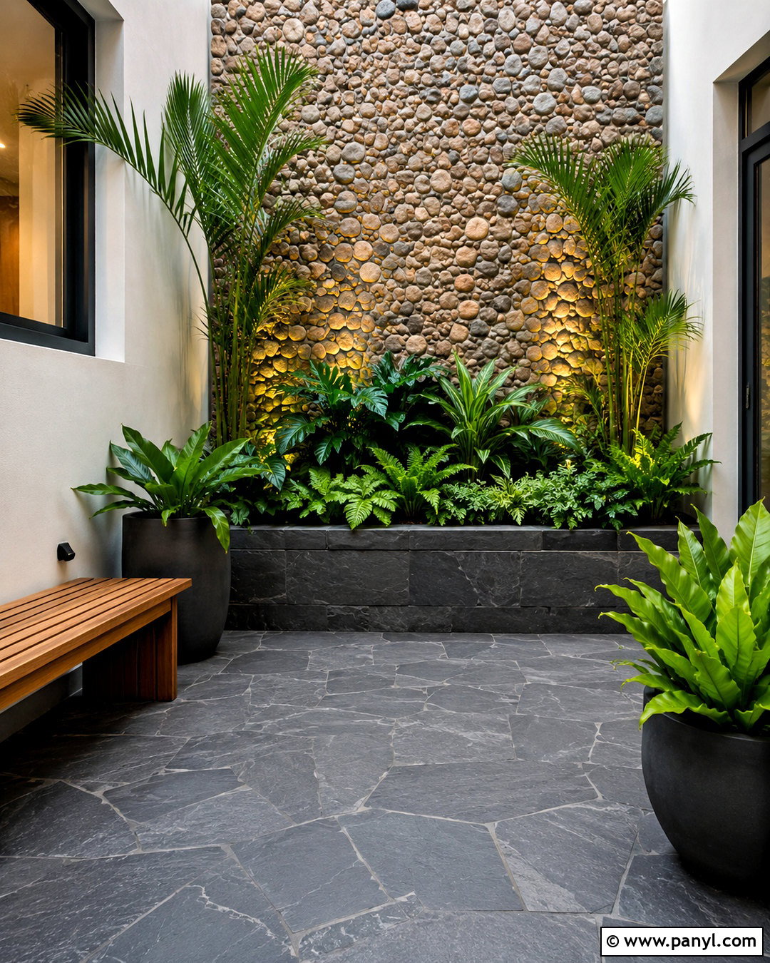 Pebble Wall Indoor Garden - 20 pebble wall ideas
