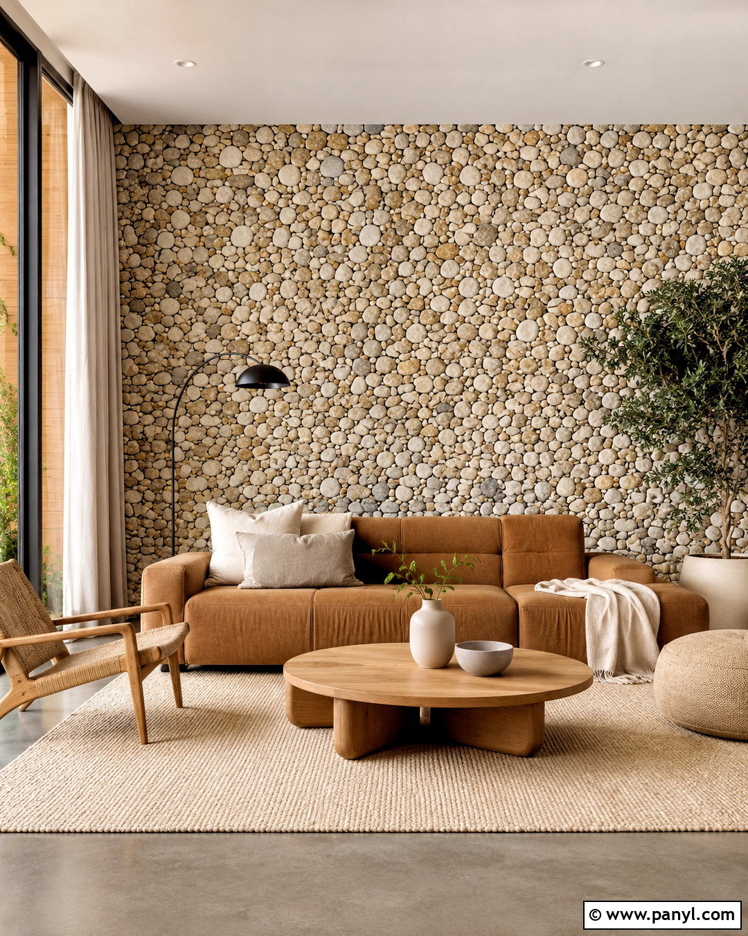 Pebble Wall Living Room - 20 pebble wall ideas