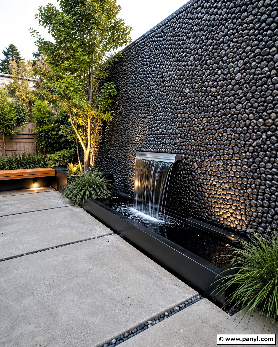 Pebble Wall Water Feature - 20 pebble wall ideas